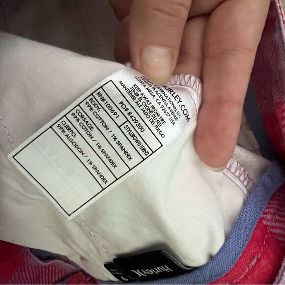 Hurley Plaid Purple / Red Chino Shorts size 9 - Picture 5 of 7